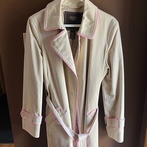 Coach Cream Trench Coat with Pink Piping